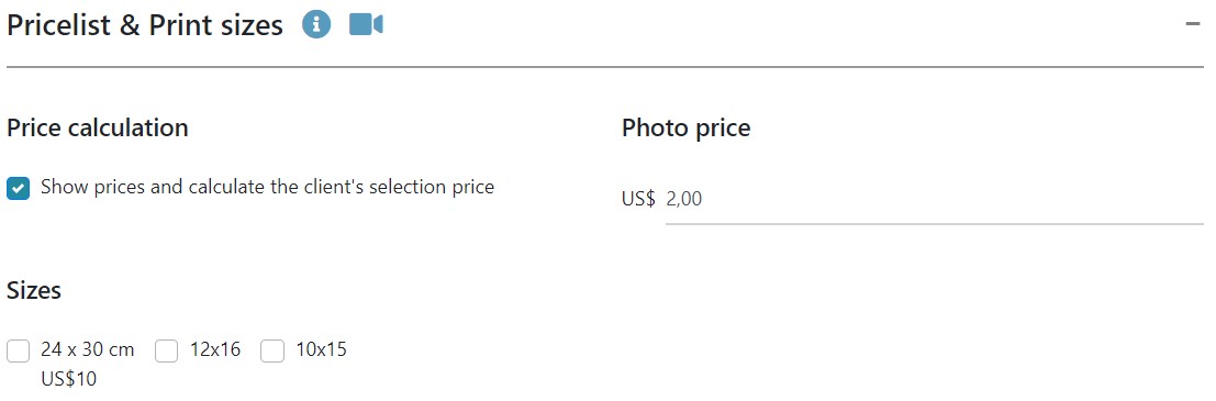 Setting the price calculation in the Album editor